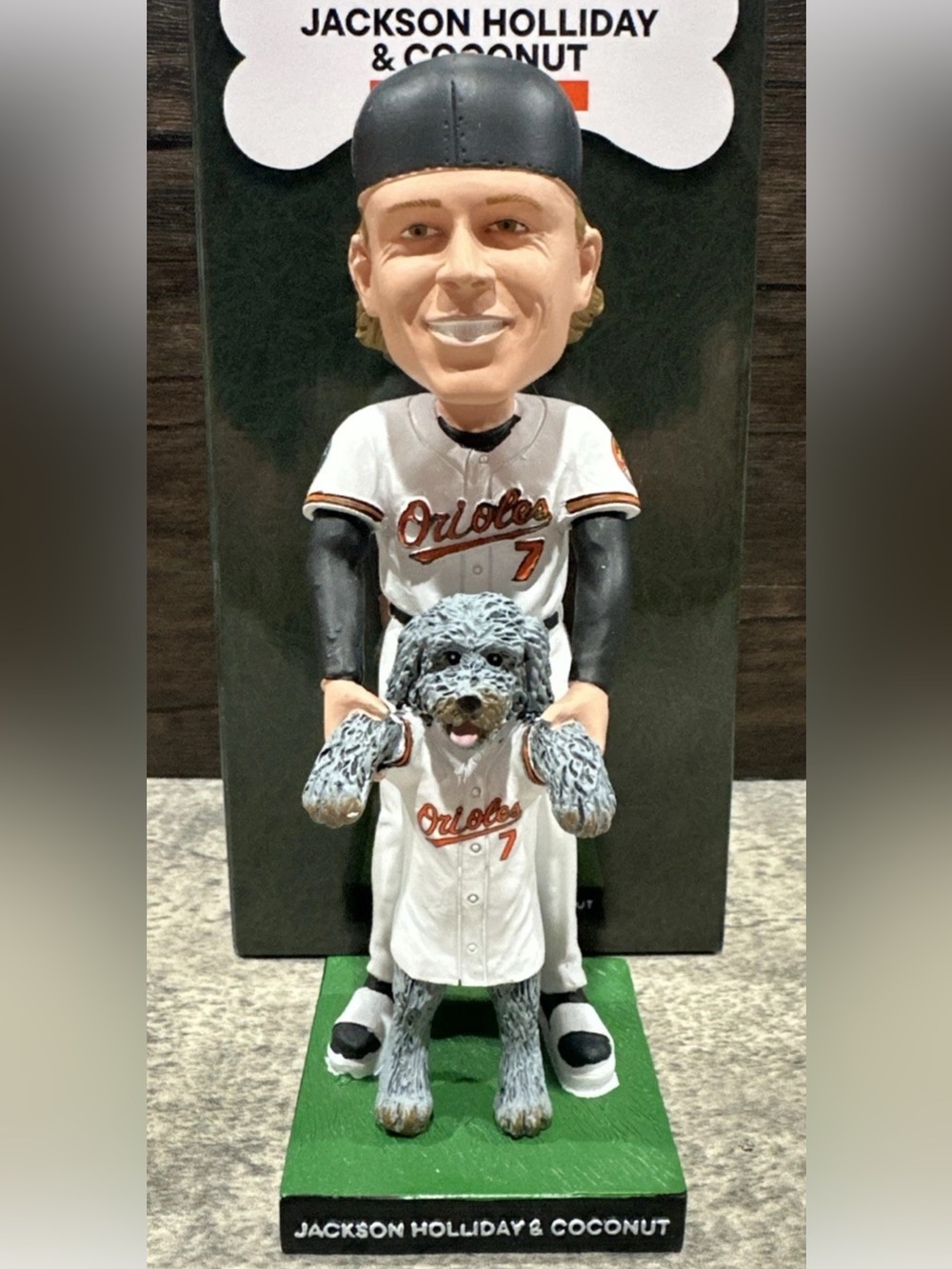 MLB Orioles Jackson Holliday Bobblehead with Coconut Gray Dog Mascot